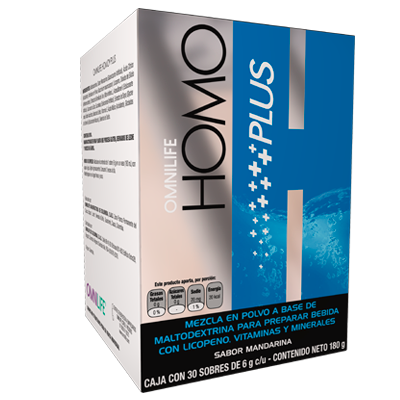 Caja de 30 sobres de homo plus de Omnilife aporta nutrientes para la prostata disponible en Medellín